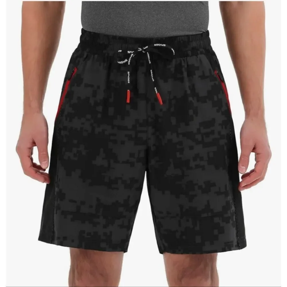 Spyder Dark Gray and Black Camo Activewear Athletic Shorts - Size Large